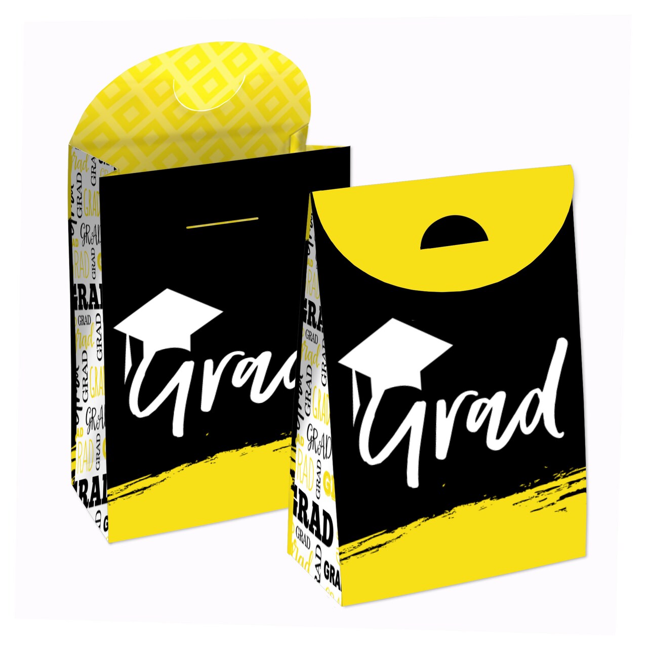 Big Dot of Happiness Yellow Grad - Best is Yet to Come - Yellow Graduation Gift Favor Bags - Party Goodie Boxes - Set of 12